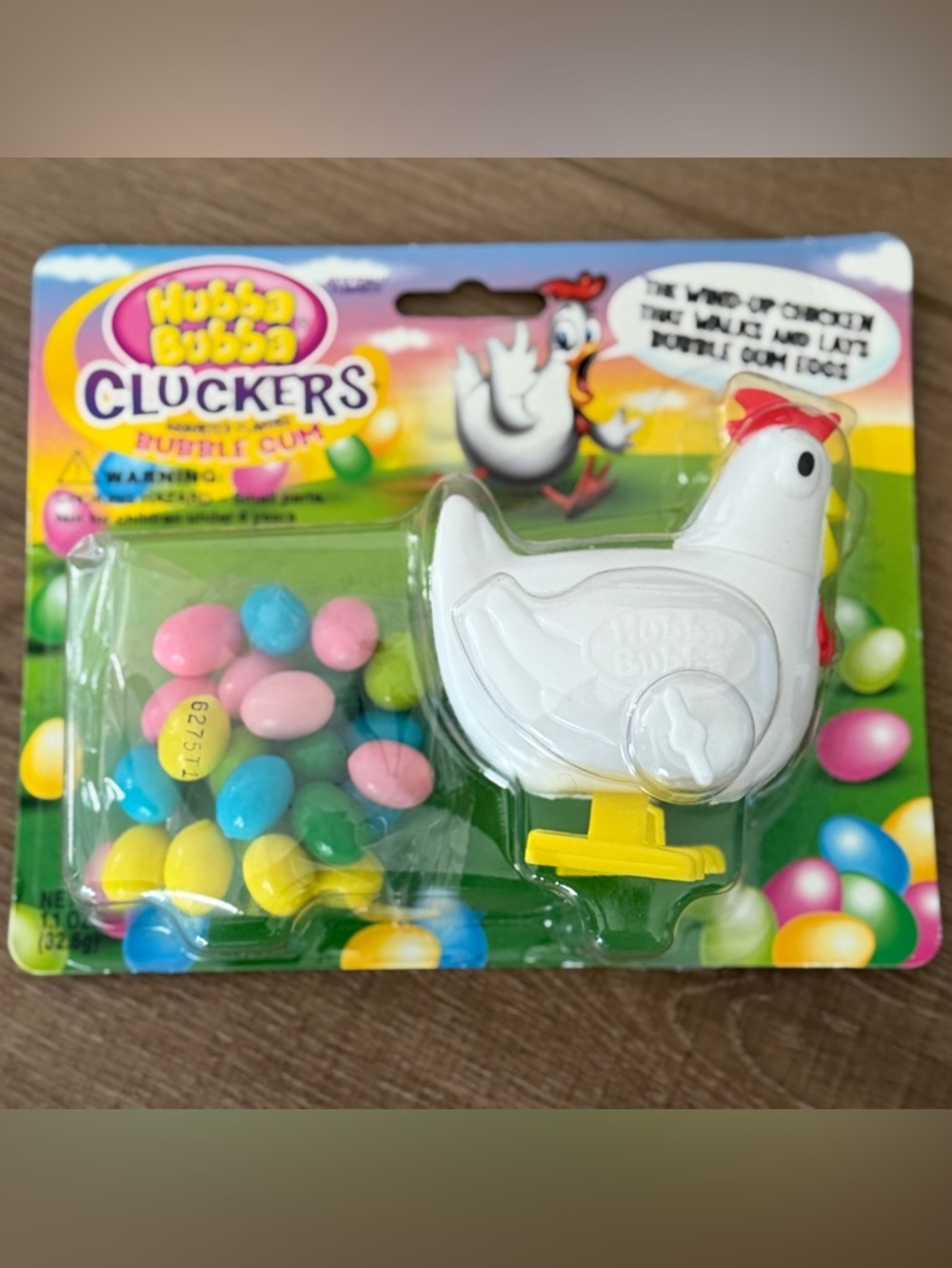 VTG Hubba Bubba Cluckers Chicken Wind-Up Toy Bubble Gum Lays Eggs Expired Sealed